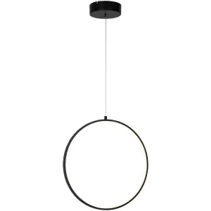 GoodHome Samana Round Matt Black LED Pendant ceiling light, (Dia)380mm