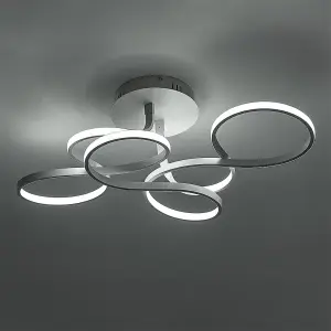 Novel Stylish Curved LED Ceiling Light with Round Canopy 70 cm Cool White