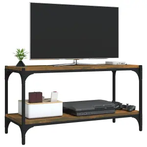 Berkfield TV Cabinet Smoked Oak 80x33x41 cm Engineered Wood and Steel