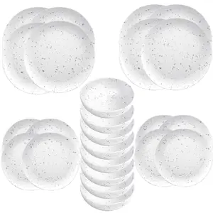 Purely Home Terrazzo Melamine 24 Piece Outdoor Dinnerware Set for 8