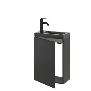 GoodHome Imandra Matt Black Single Wall-mounted Bathroom Cloakroom unit (H) 550mm (W) 440mm