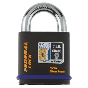 Federal Lock 730 Solid Steel Padlock - Sold Secure Silver CEN4