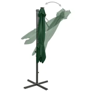 Berkfield Cantilever Umbrella with Pole and LED Lights Green 300 cm