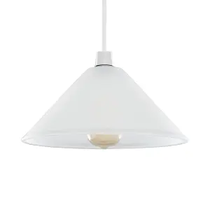 ValueLights Pair of  - Frosted White Tapered Ceiling Pendant Shades - Bulbs Included