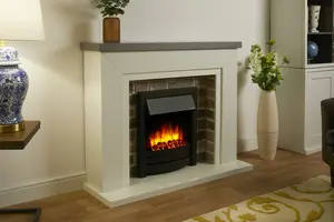 Flamborough Black Fire Suite - Grey Top - Grey Brick