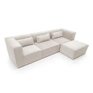 Doris Modular Corner Sofa in White Cord Chenille