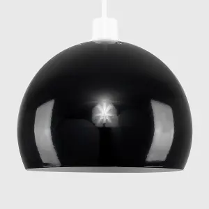 ValueLights Arco Gloss Black Dome Ceiling Pendant Shade and E27 GLS LED 10W Warm White 3000K Bulb