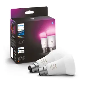 Philips Hue White and Colour Ambiance A60 B22 Smart Bulb 2-Pack