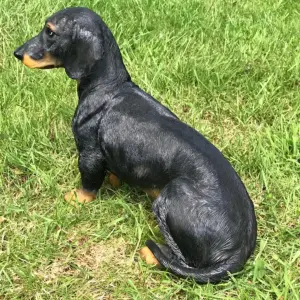 Dachshund figurine, large (34cm long) sitting Dachshund ornament, a great Sausage Dog lover gift, grave marker or memorial