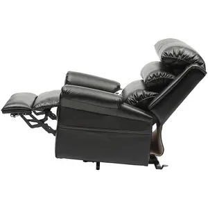 Wall Hugging Rise and Recline Lounge Chair - Wipe Clean PU Leather - Black