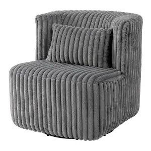 360 Degrees Babe Fleece Swivel Accent Chair Grey