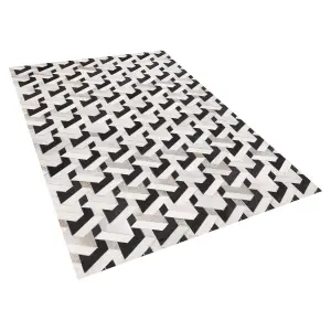 Cowhide Area Rug 140 x 200 cm Black and Grey NARMAN