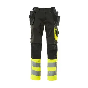 Mascot Safe Supreme Trousers with Holster Pockets (Black/Hi-Vis Yellow)  (38.5) (Leg Length - Long)