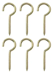 Brass-plated Small Cup hook (L)48mm, Pack of 6