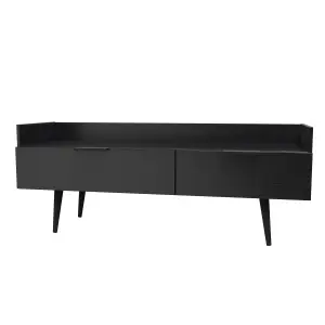 Hong Kong Ready assembled Matt black Media unit with 2 drawers, (H)128cm x (W)51.5cm x (D)39.5cm