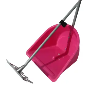 Horse Poop Scoop and Rake Pink (Manure Equestrian Heavy Duty Lightweight)