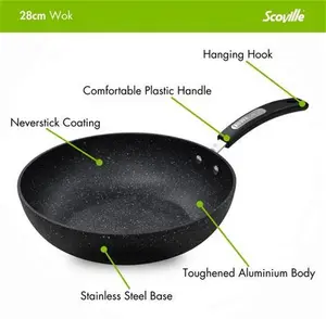 Scoville Neverstick Non-Stick Aluminium Wok, 28Cm, Black