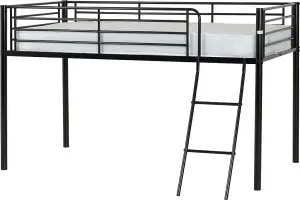 Kora Mid Sleeper Metal Bed Frame in Black Finish fits  3ft Single Mattress