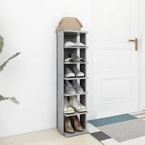 Shoe Cabinet Concrete Grey 27.5x27x102 cm Engineered Wood