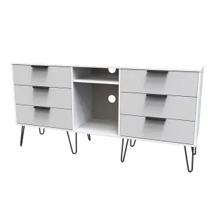 Fuji 6 Drawer Sideboard in Grey Matt & White (Ready Assembled)