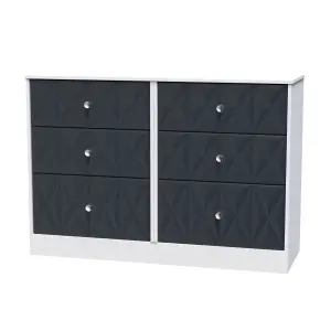 San Jose Ready assembled Indigo & white 6 Drawer Chest (H)792mm (W)1117mm (D)395mm