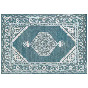 Wool Area Rug 160 x 230 cm White and Blue GEVAS