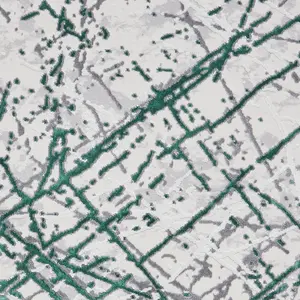 Green Silver Abstract Modern Easy To Clean Rug For Living Room Bedroom & Dining Room-80cm X 150cm