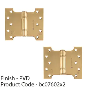 2 PACK - PAIR 102 x 127 x 3mm Parliament Hinge Polished Brass Internal Door