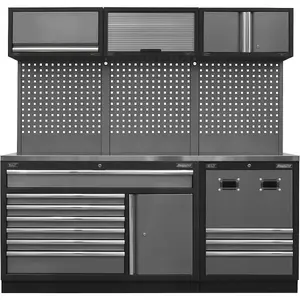 Versatile Modular Garage Storage System with Stainless Steel Worktop - 2040mm x 460mm x 2000mm