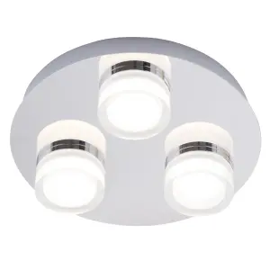 Litecraft Bolton Chrome 3 Light LED Bathroom Ceiling Spotlight Plate