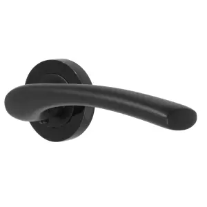 Zena Door Handle Lock Key Set Modern Matt Black Lever on Nickel Rose Internal Escutcheon