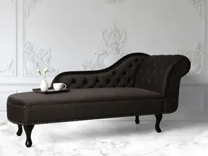 Right Hand Chaise Lounge Velvet Brown NIMES