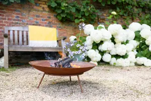 Primrose Corten Steel Fire Pit & Water Bowl Round 60cm Round