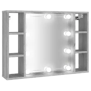 Berkfield Mirror Cabinet with LED Grey Sonoma 76x15x55 cm