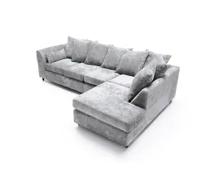 Harriet Crushed Chenille Large Right Facing Corner Sofa in Light Grey