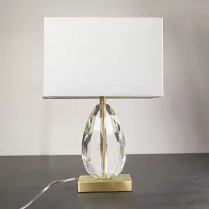 Modern Clear K9 Faceted Crystal Glass Table Lamp Base with Brushed Gold Base