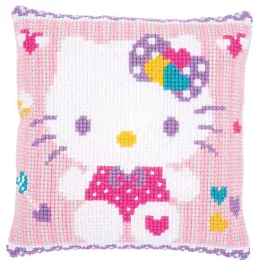 CUSHION H/KIT PASTEL - Cross Stitch Kit: Cushion: Hello Kitty: Pastel - Vervaco