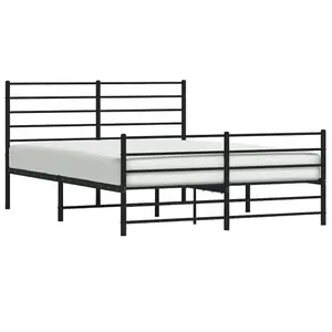 Berkfield Metal Bed Frame with Headboard and Footboard Black 135x190 cm 4FT6 Double