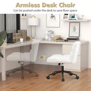 Costway Modern Rolling Office Chair Upholstered Criss Cross Chair Vanity Chair