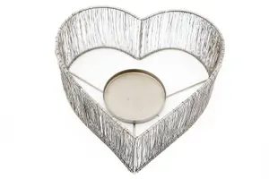 Silver         Heart         Candle         Holder