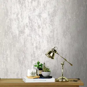 Laura Ashley Whinfell Moonbeam Metallic effect Industrial Smooth Wallpaper