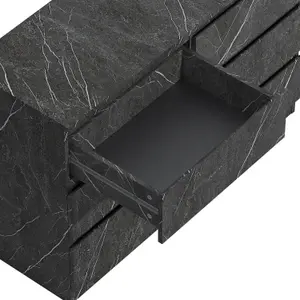 ZITA - 6 Drawer Chest of Drawers in Matt Charcoal Grey Marble Effect