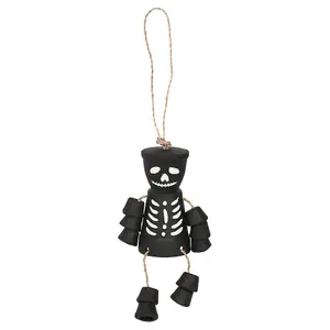 Something Different Skeleton Halloween Terracotta Hanging Decoration Black (One Size)