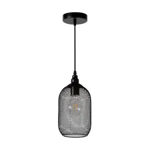 Lucide Mesh Vintage Pendant Light 15cm - 1xE27 - Black