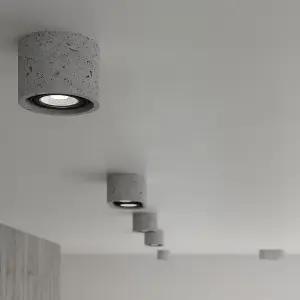 Basic Concrete Grey 2 Light Classic Ceiling Light