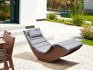 Beliani Traditional Sun Lounger Wood Grey BRESCIA