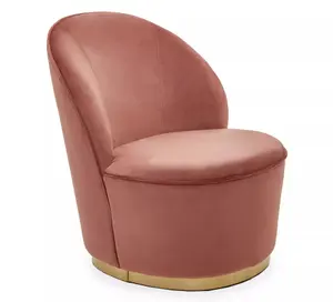 Interiors by Premier Luxurious Dusty Pink Velvet Gold Base Chair, Modern Armless Chair For Livingroom, Wooden Chair For Bedroom