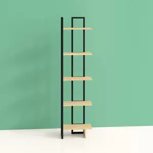 Alica 180cm H Corner Bookcase Black/Oak