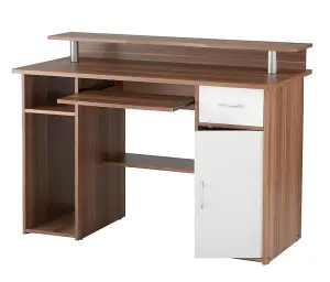 Albany Desk with 1 Drawer and 1 Door in Walnut White