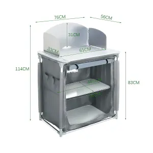 Outdoor Portable Foldable Camping Cupboard Kitchen Kitchen & Outdoor Storage Cabinet  with Large Storage Space, Dark Grey